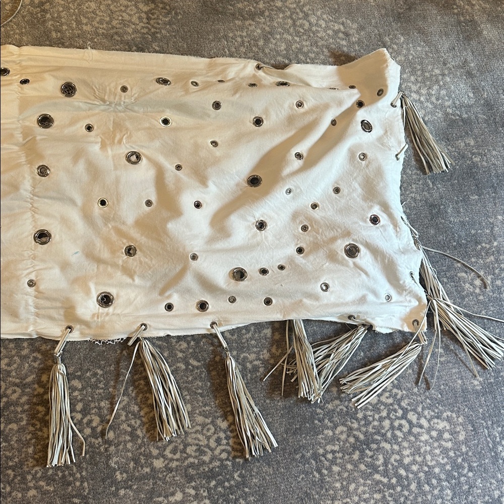 AMAZING FLOWER VERY DIFFERENT  SHAWL WITH REAL LEATHER TASSELS - Picture 12 of 15
